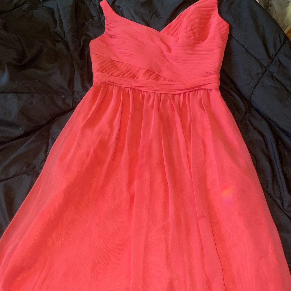 coral mid length dress